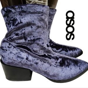 Asos‎ Crushed velvet ankle boots 6